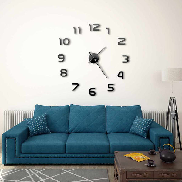 XXL 3D Wanduhr 100cm Modern Schwarz