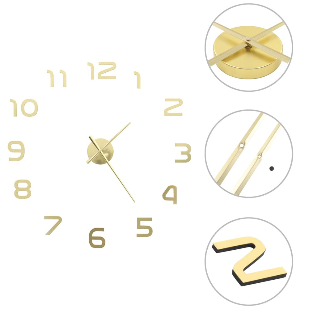 3D Wanduhr Golden 100cm XXL