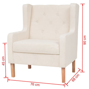 2-tlg. Sofa-Set Stoff Cremeweiß