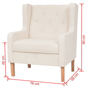 2-tlg. Sofa-Set Stoff Cremeweiß