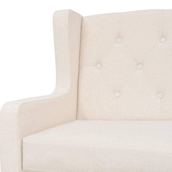 3-tlg. Sofa-Set Stoff Cremeweiß