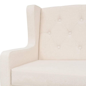 3-tlg. Sofa-Set Stoff Cremeweiß