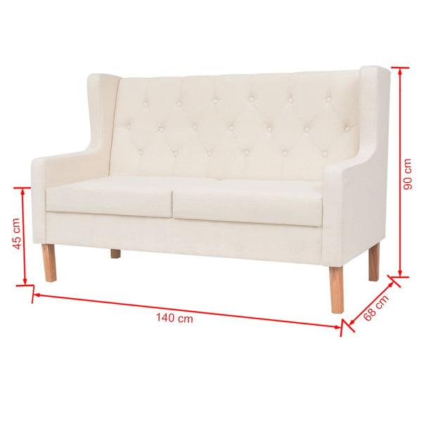 3-tlg. Sofa-Set Stoff Cremeweiß