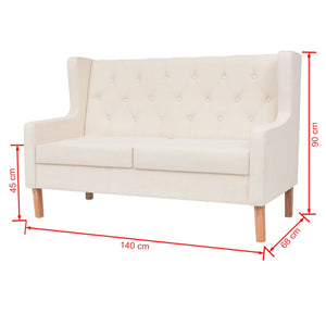 3-tlg. Sofa-Set Stoff Cremeweiß