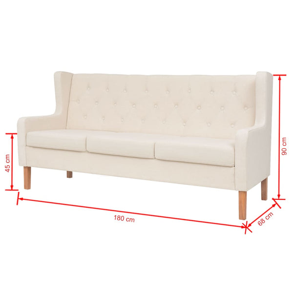 3-tlg. Sofa-Set Stoff Cremeweiß