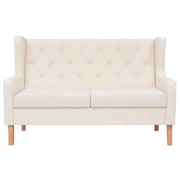 3-tlg. Sofa-Set Stoff Cremeweiß
