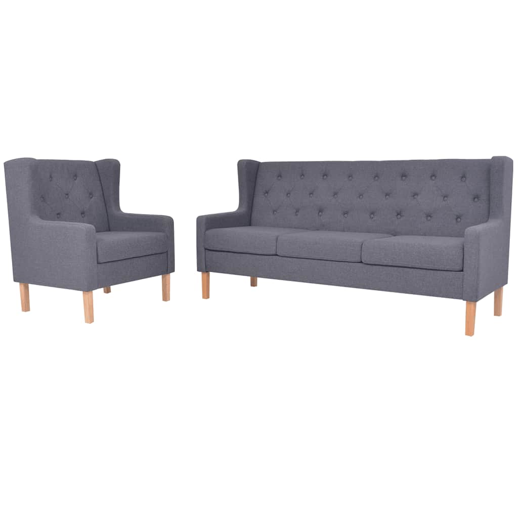 vidaXL Ensemble de canapés 2 pièces en tissu gris