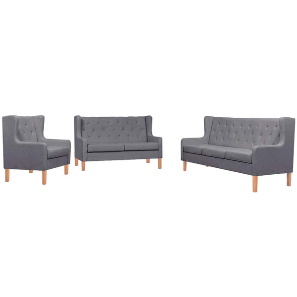 vidaXL Ensemble de canapés 3 pcs Tissu Gris