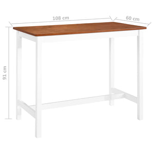 vidaXL Table de bar en bois massif 108x60x91 cm