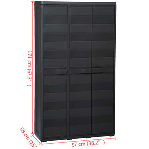 Gartenschrank mit 4 Regalen, Schwarz