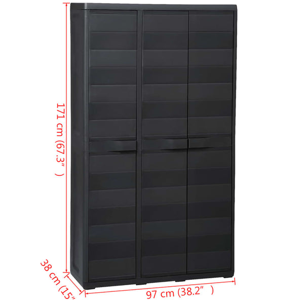 Gartenschrank mit 4 Regalen, Schwarz