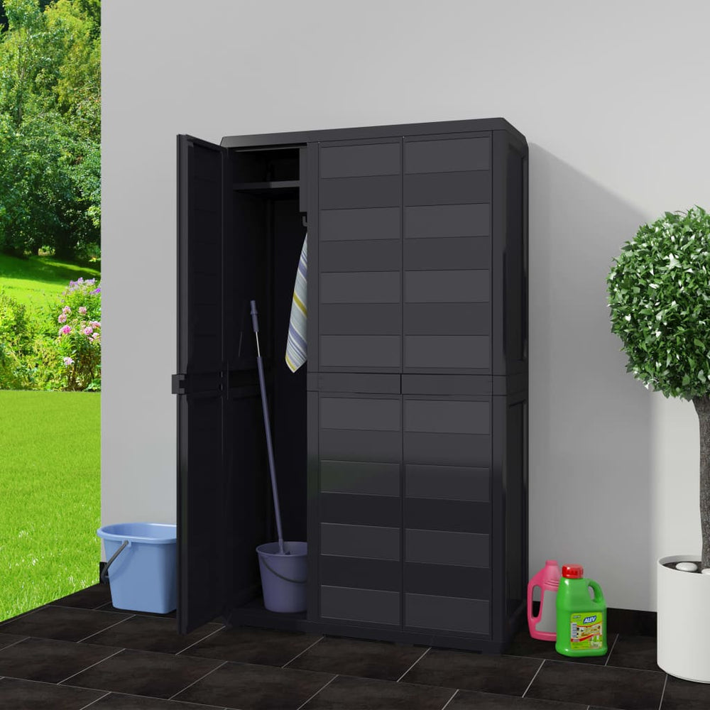 Gartenschrank mit 4 Regalen, Schwarz