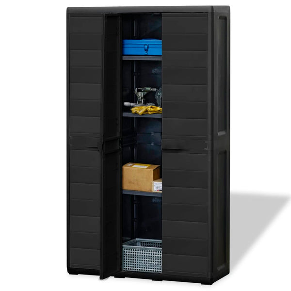 Gartenschrank mit 4 Regalen, Schwarz