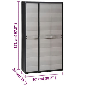 Gartenschrank mit 4 Regalen, Schwarz/Grau