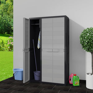 Gartenschrank mit 4 Regalen, Schwarz/Grau