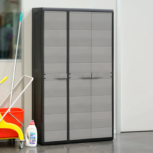 Gartenschrank mit 4 Regalen, Schwarz/Grau