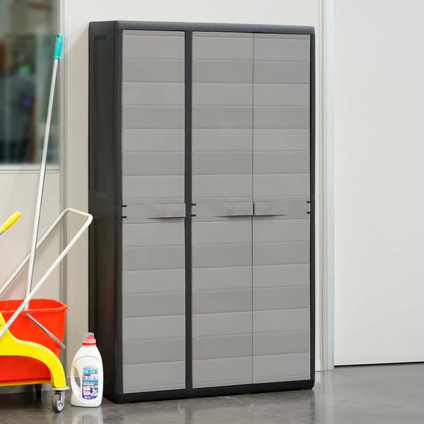 Gartenschrank mit 4 Regalen, Schwarz/Grau