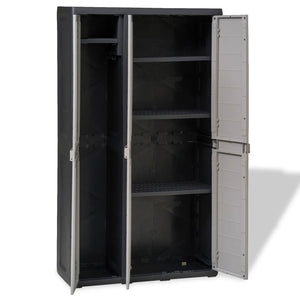 Gartenschrank mit 4 Regalen, Schwarz/Grau