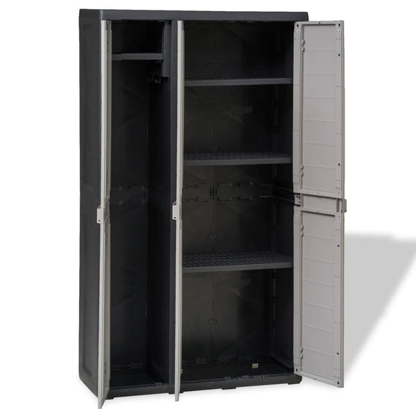 Gartenschrank mit 4 Regalen, Schwarz/Grau