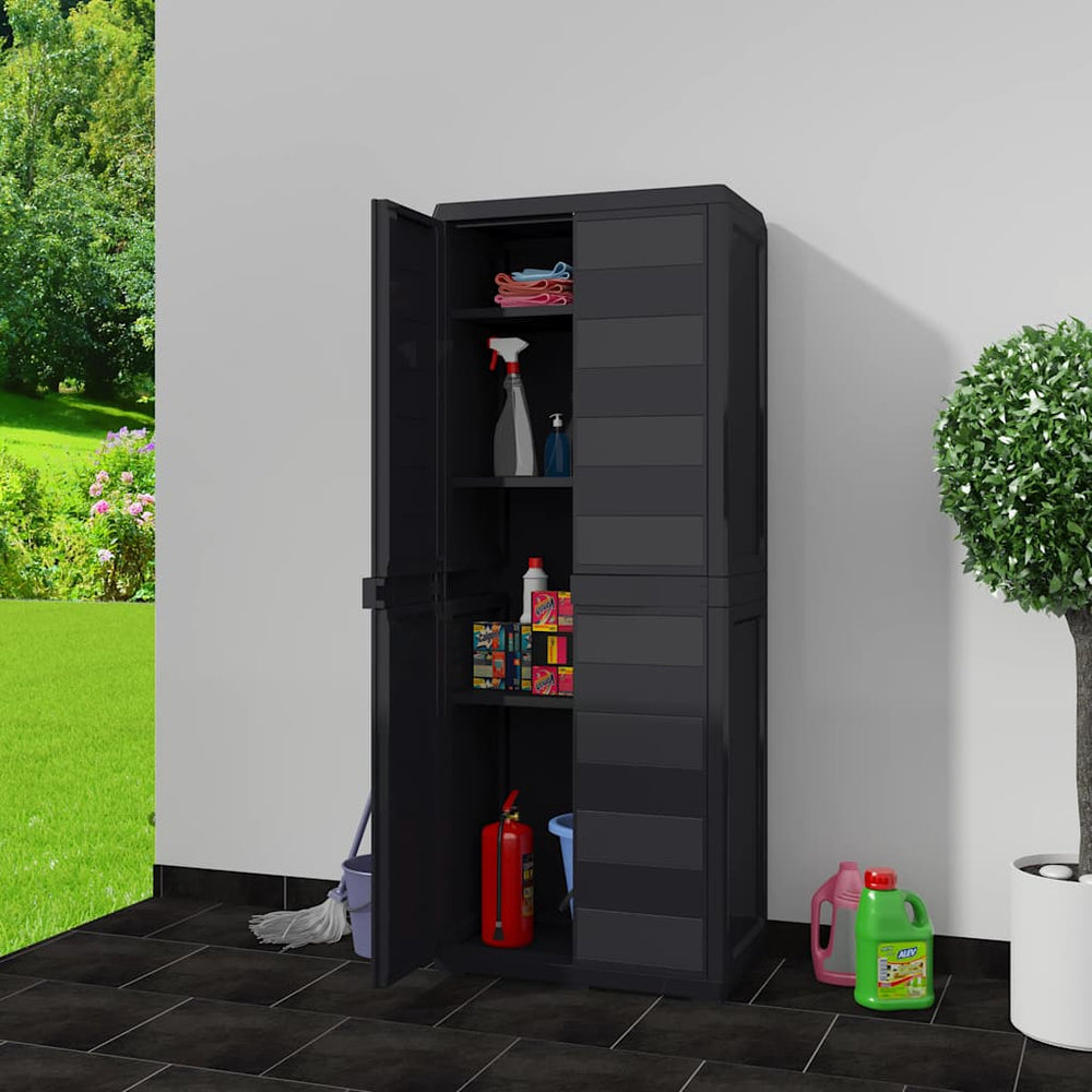 Gartenschrank mit 3 Regalen, Schwarz