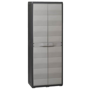 Gartenschrank mit 3 Böden, Schwarz/Grau