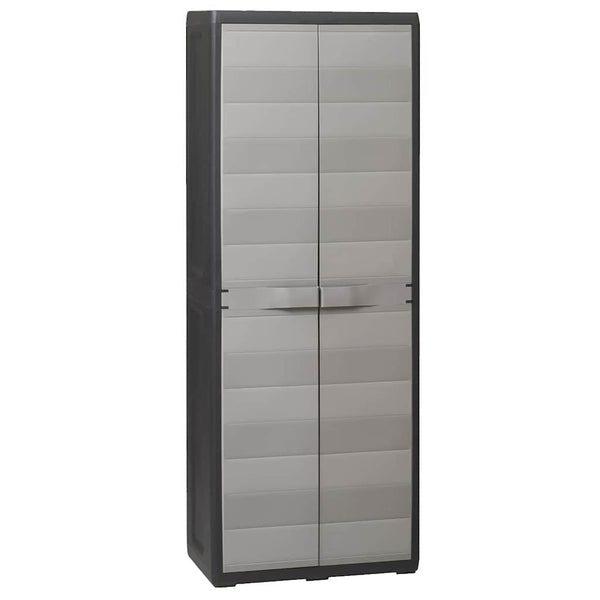 Gartenschrank mit 3 Böden, Schwarz/Grau