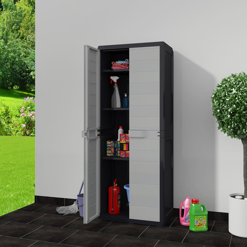 Gartenschrank mit 3 Böden, Schwarz/Grau