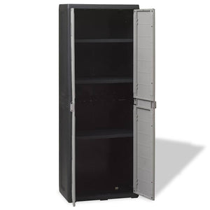 Gartenschrank mit 3 Böden, Schwarz/Grau