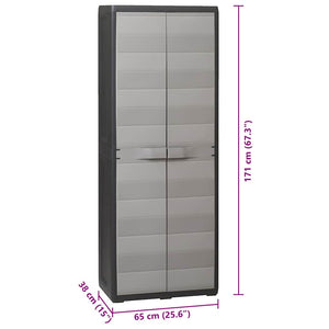 Gartenschrank mit 3 Böden, Schwarz/Grau