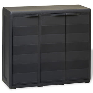 Gartenschrank mit 2 Böden, Schwarz