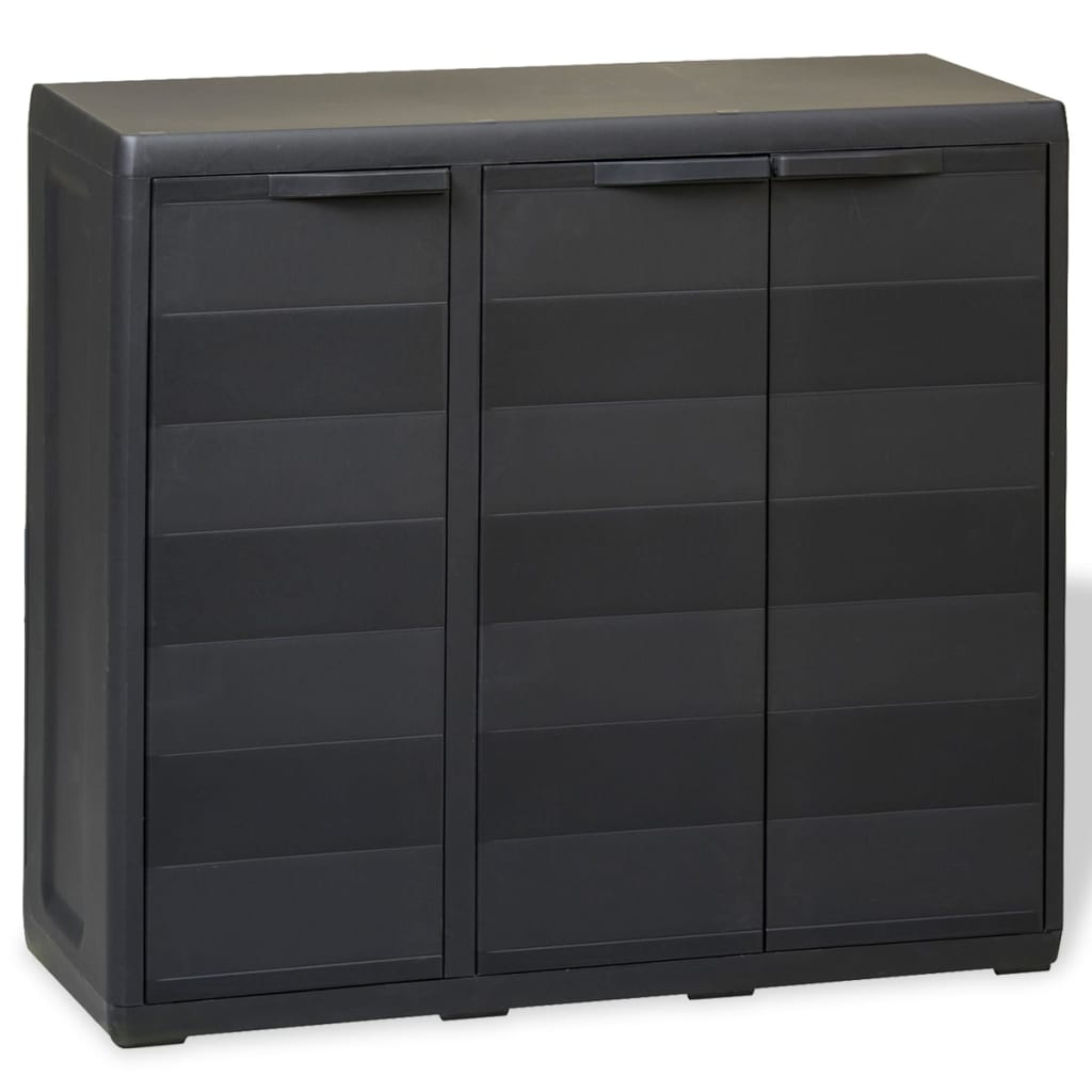 Gartenschrank mit 2 Böden, Schwarz
