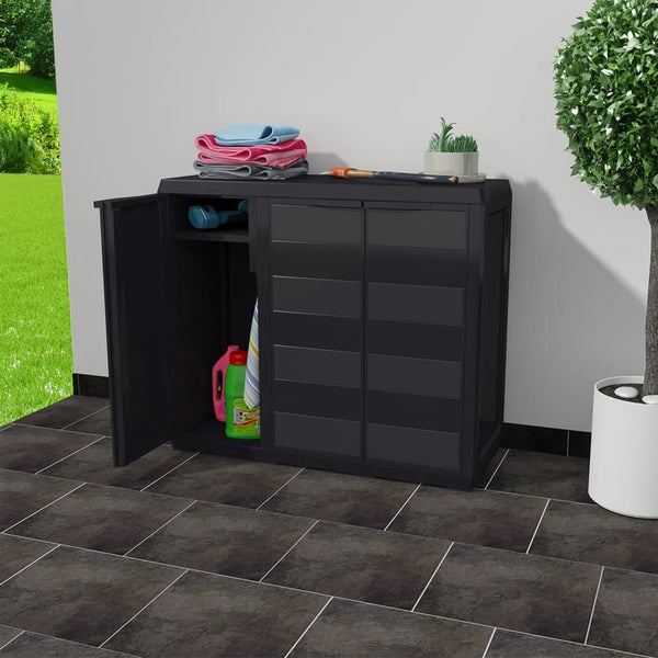 Gartenschrank mit 2 Böden, Schwarz