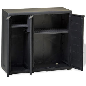 Gartenschrank mit 2 Böden, Schwarz