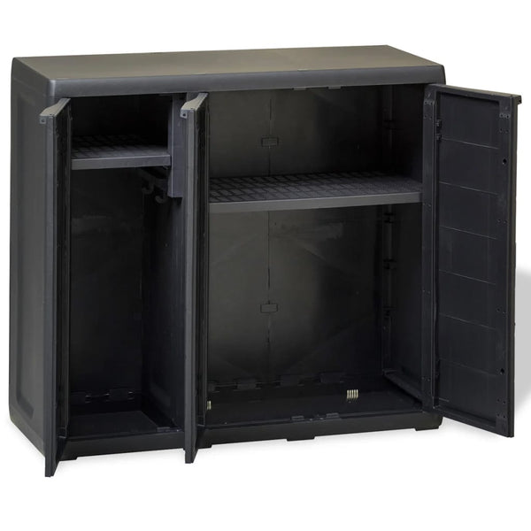 Gartenschrank mit 2 Böden, Schwarz