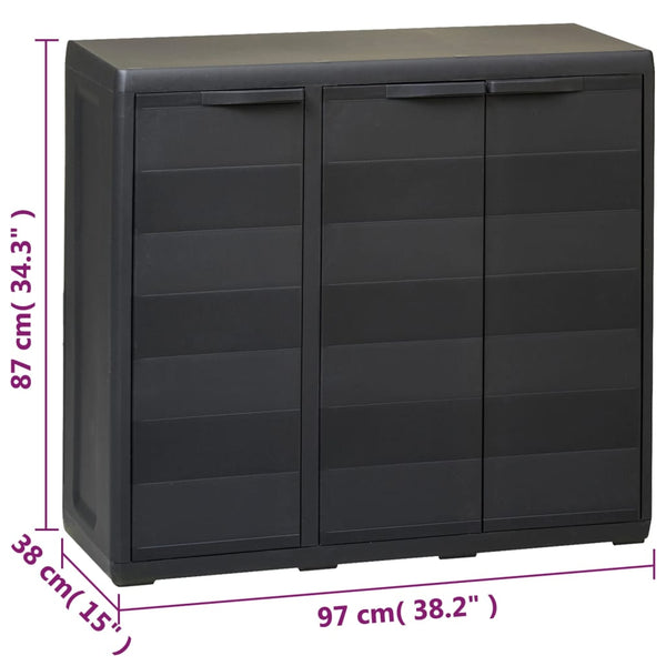 Gartenschrank mit 2 Böden, Schwarz