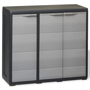 Gartenschrank mit 2 Böden, Schwarz/Grau