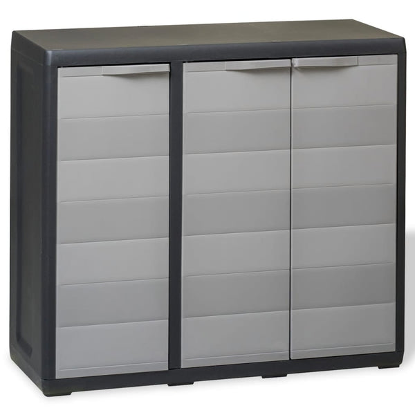 Gartenschrank mit 2 Böden, Schwarz/Grau
