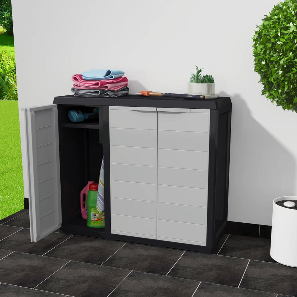 Gartenschrank mit 2 Böden, Schwarz/Grau