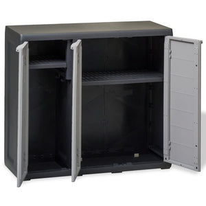 Gartenschrank mit 2 Böden, Schwarz/Grau