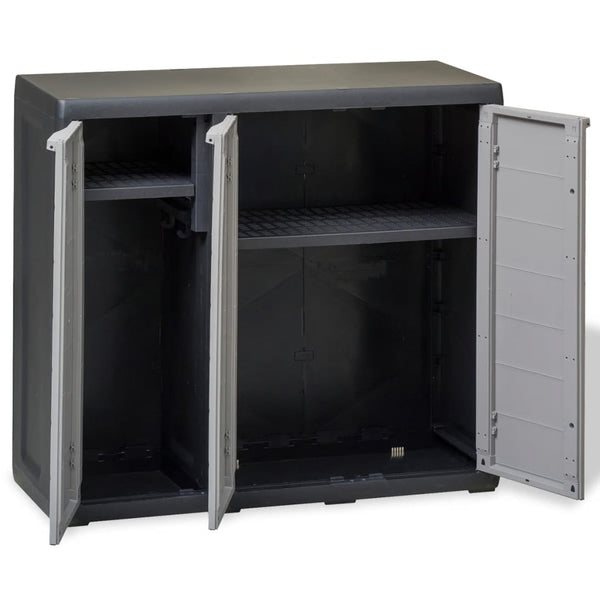 Gartenschrank mit 2 Böden, Schwarz/Grau
