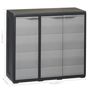Gartenschrank mit 2 Böden, Schwarz/Grau