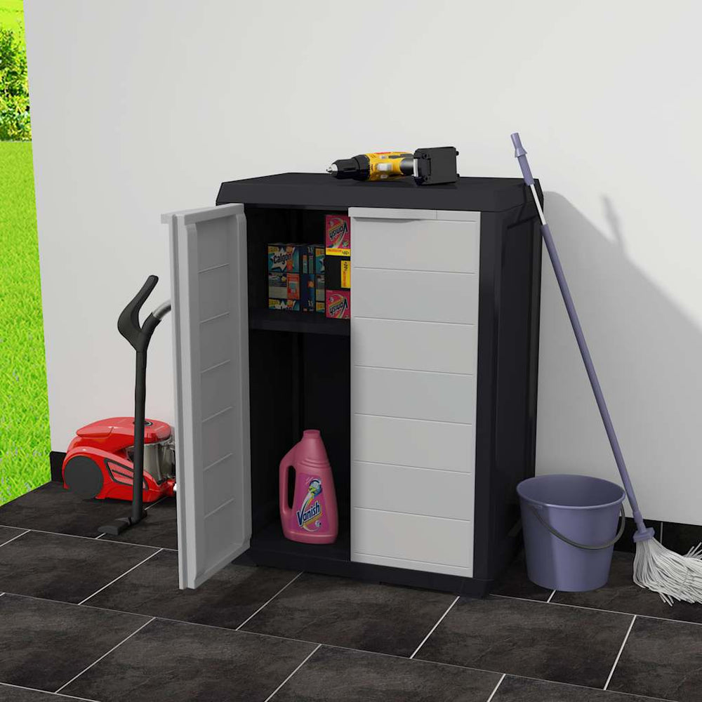 Gartenschrank mit Boden, Schwarz/Grau