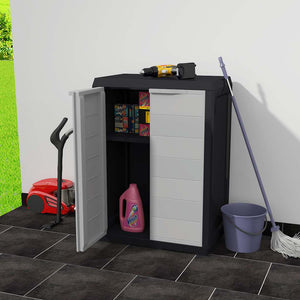 Gartenschrank mit Boden, Schwarz/Grau