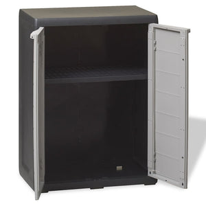 Gartenschrank mit Boden, Schwarz/Grau