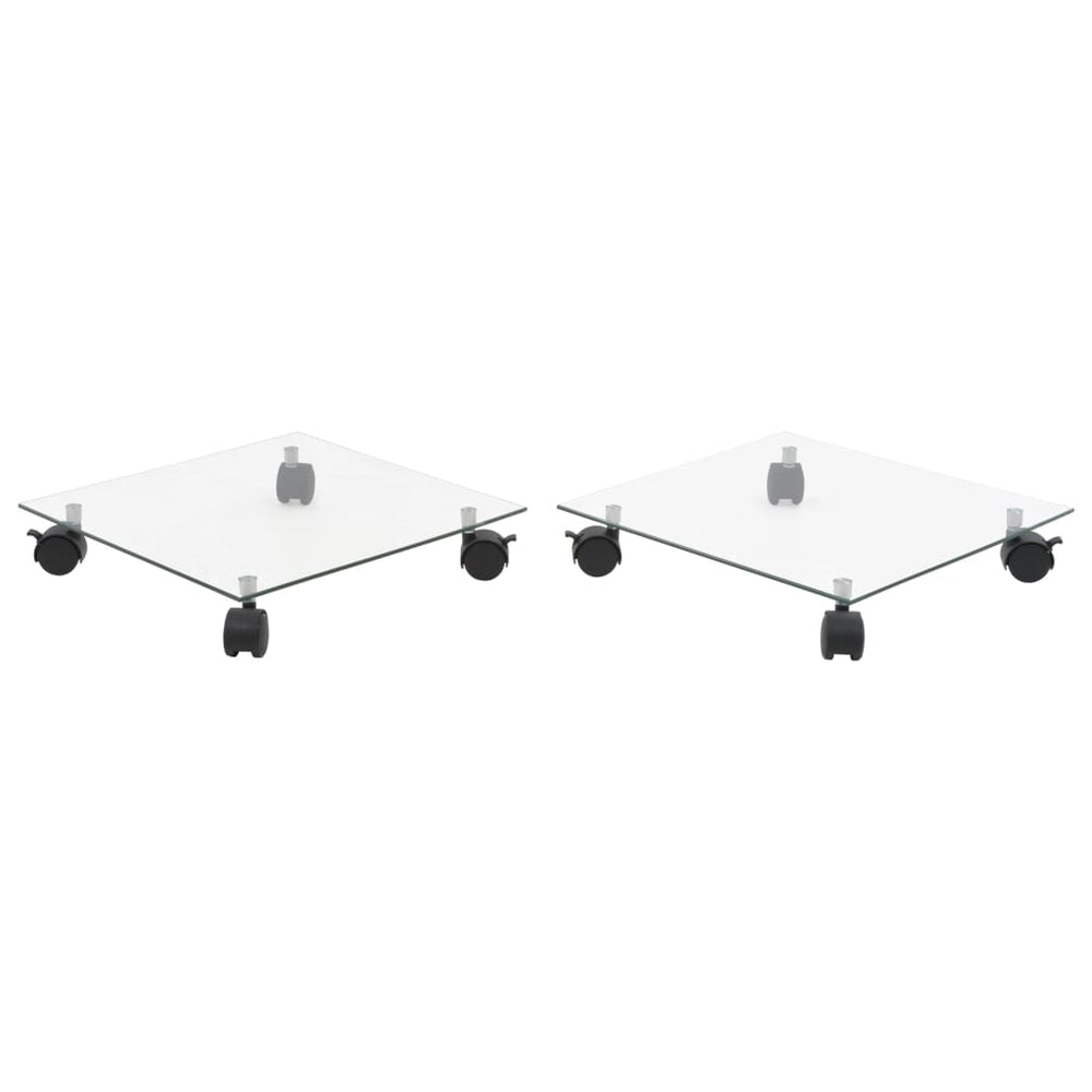 vidaXL Supports de plantes à roulettes 2 pcs Verre trempé 35x35 cm Carré