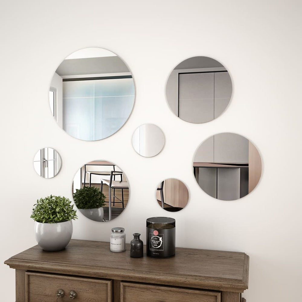 vidaXL Lot de 7 miroirs muraux ronds