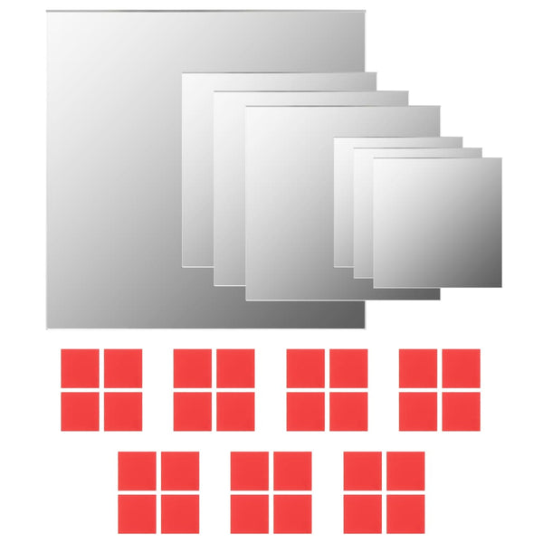 7-teiliges Wandspiegelset Quadratisch Glas