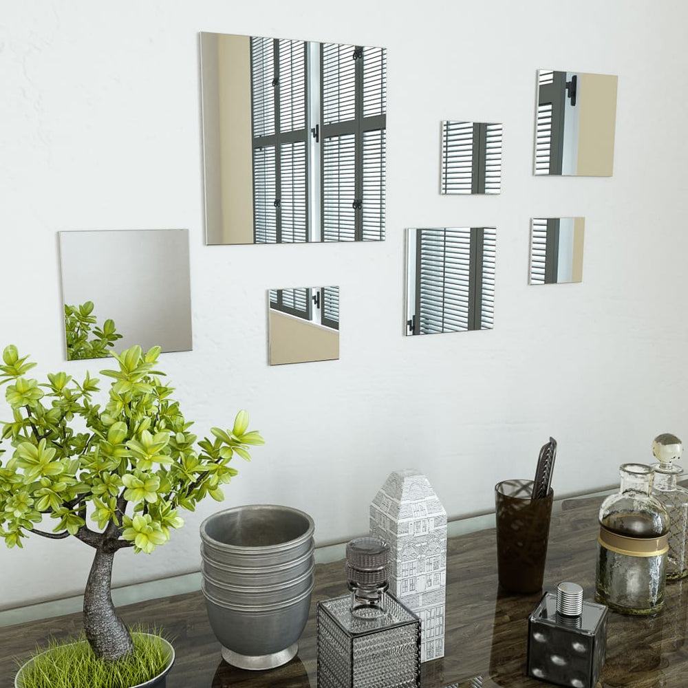 vidaXL Ensemble de 7 miroirs muraux carrés en verre