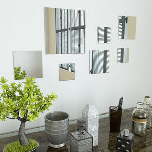 7-teiliges Wandspiegelset Quadratisch Glas
