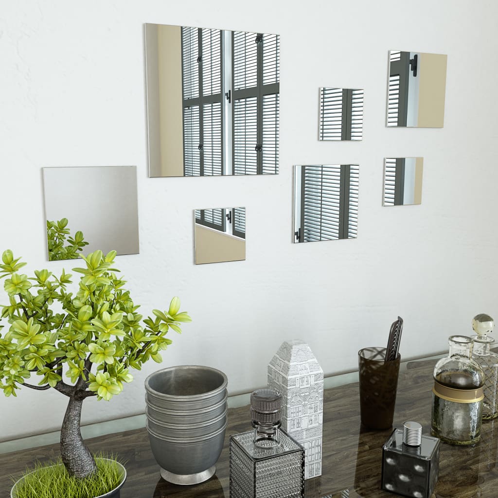 7-teiliges Wandspiegelset Quadratisch Glas